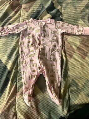 Gerber Pink Footed One-Piece with Gold "Princess" Print